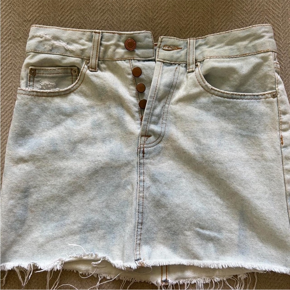 Bershka Light Blue Denim Skirt